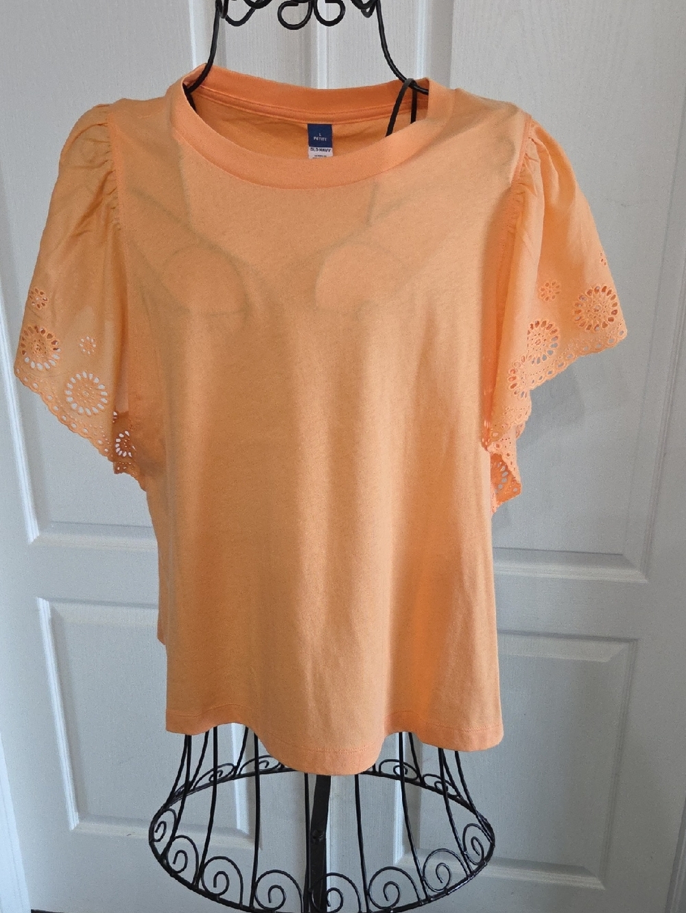 Old Navy Peach Eyelet Flutter Sleeve Tee - Women's Peach Top